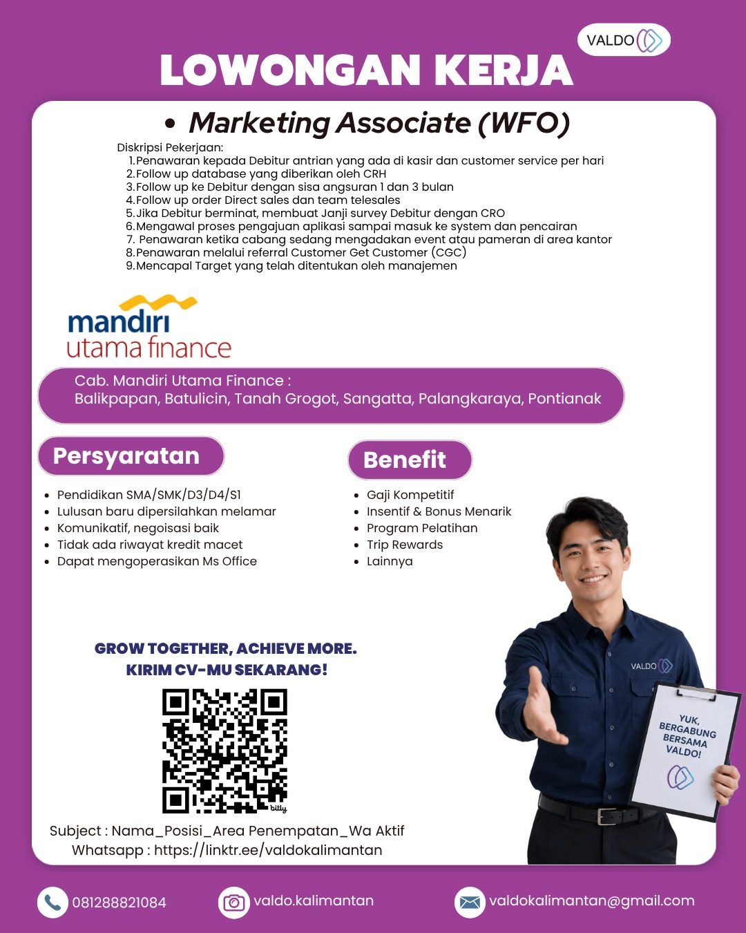 Flyer asli lowongan Marketing Associate (WFO)