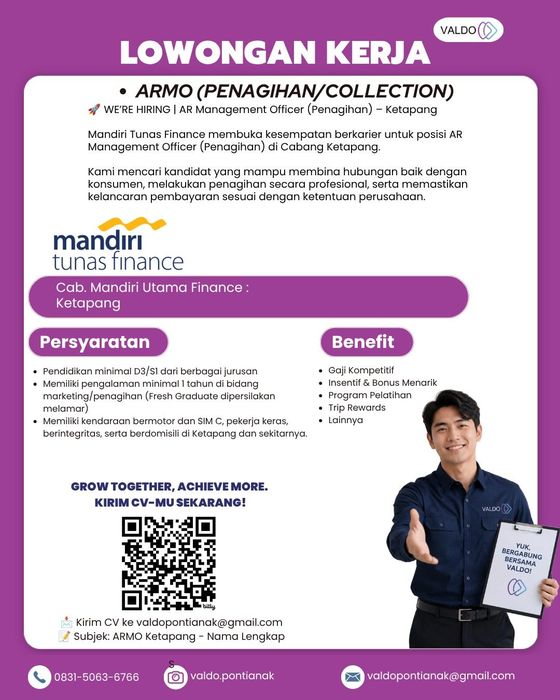 Flyer lowongan AR Management Officer (ARMO) – Penagihan/Collection